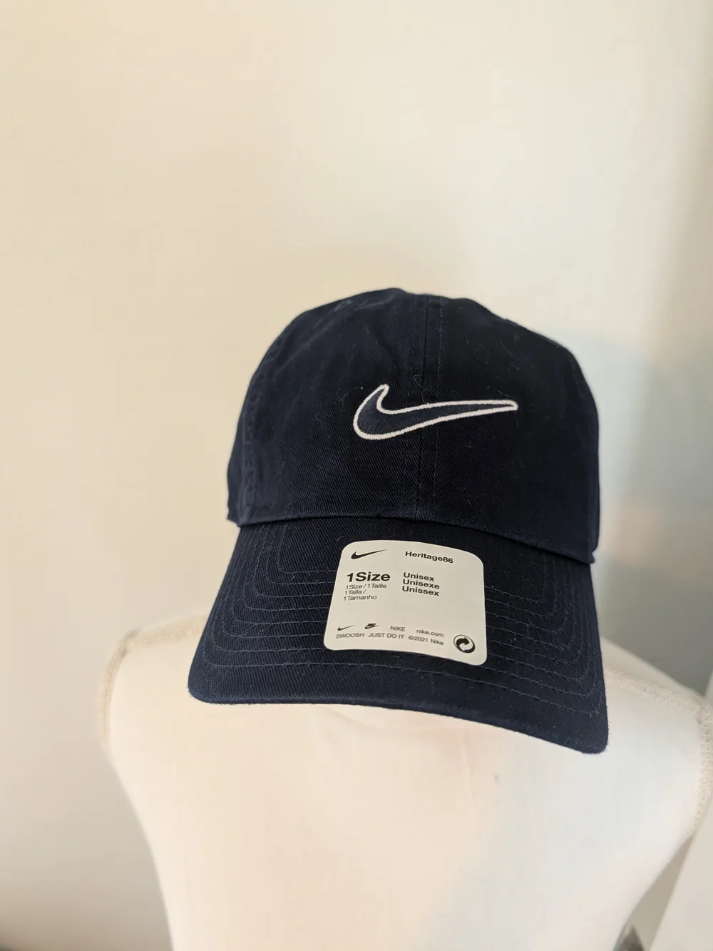 Nike Navy Baseball Cap with White Swoosh - Unisex